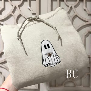 Espresso Martini Ghost Sweatshirt, Embroidered Boozy Halloween Hoodie, Cozy Spooky Season, Coffee Cocktail Lovers