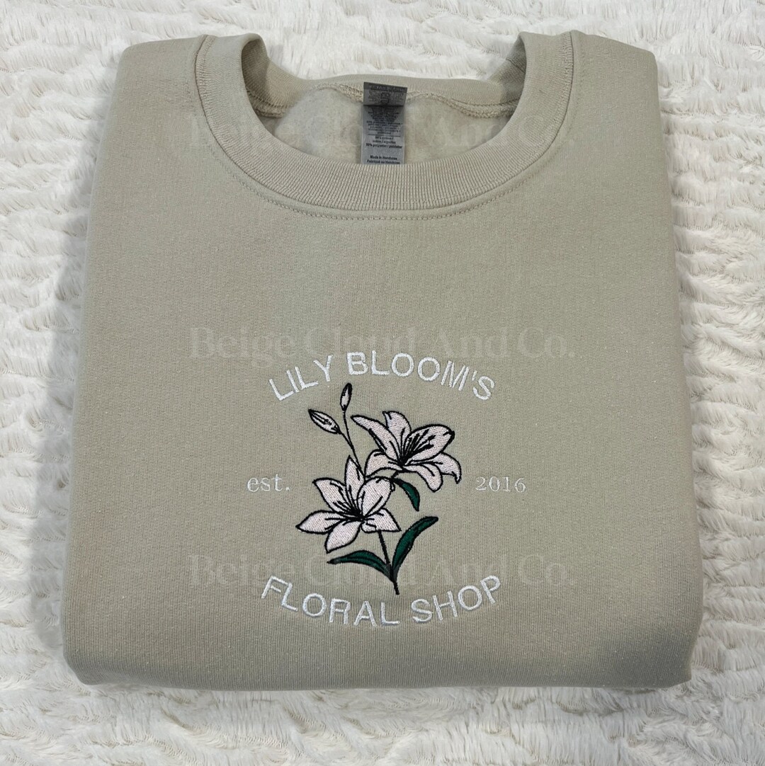 Lily Floral Shop Embroidered Sweatshirt Etsy