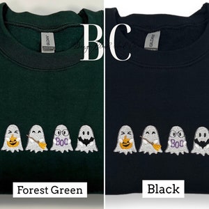 Embroidered Ghost Sweatshirt, Minimalist Halloween Crewneck, Spooky Season, Cute Fall Pullover image 2