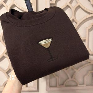 Embroidered Espresso Martini Sweatshirt: Custom Bachelorette Crewneck, Girls Trip Pullover