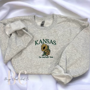 Kansas Sunflowers Sweatshirt | Embroidered Crewneck | Sunflower State | Midwest