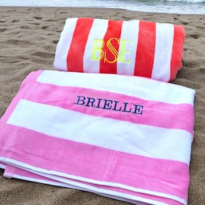 Personalized XL Cabana Stripe Beach Towel: Custom Embroidered Name