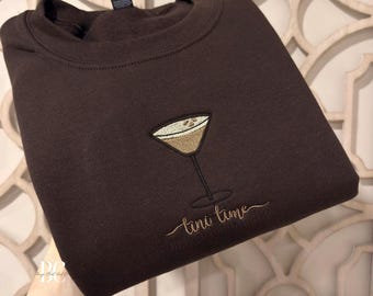 Embroidered Espresso Martini Sweatshirt: Tini Time Crewneck
