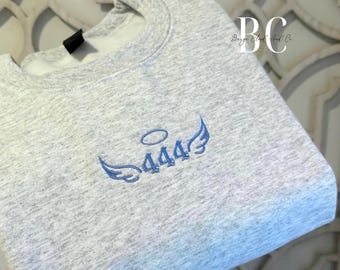 Embroidered Angel Number Sweatshirt: Minimalist Lucky Numbers