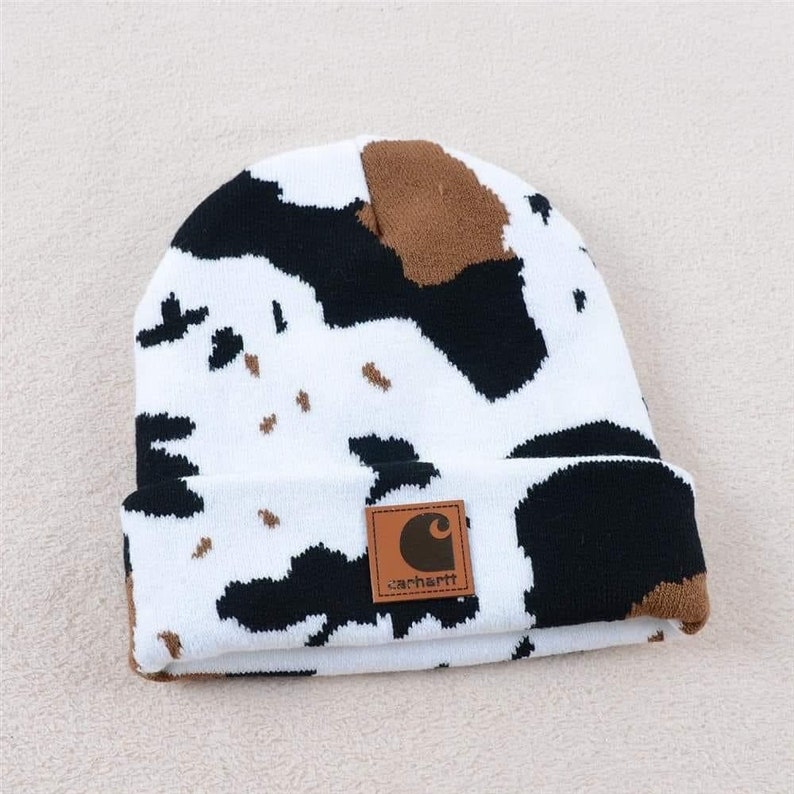 Adult and Kids Cow Print Carhar Beanies Winter Beanies - Etsy