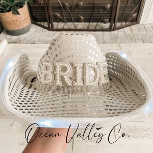 Shiny Pearl Rhinestone Bride Light Up hat | Bachelorette party | bridal party gift