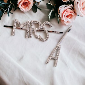 Bridal MRS Letters Hair Pin Rhinestone Letter Hair Clip MRS A-Z for Ladies Crystal Wedding Hair Pins Headwear