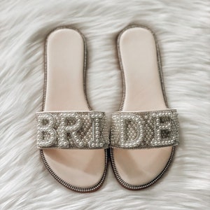 Customized Pearl Rhinestone Slide Sandals | Bridal Gifts | Wedding