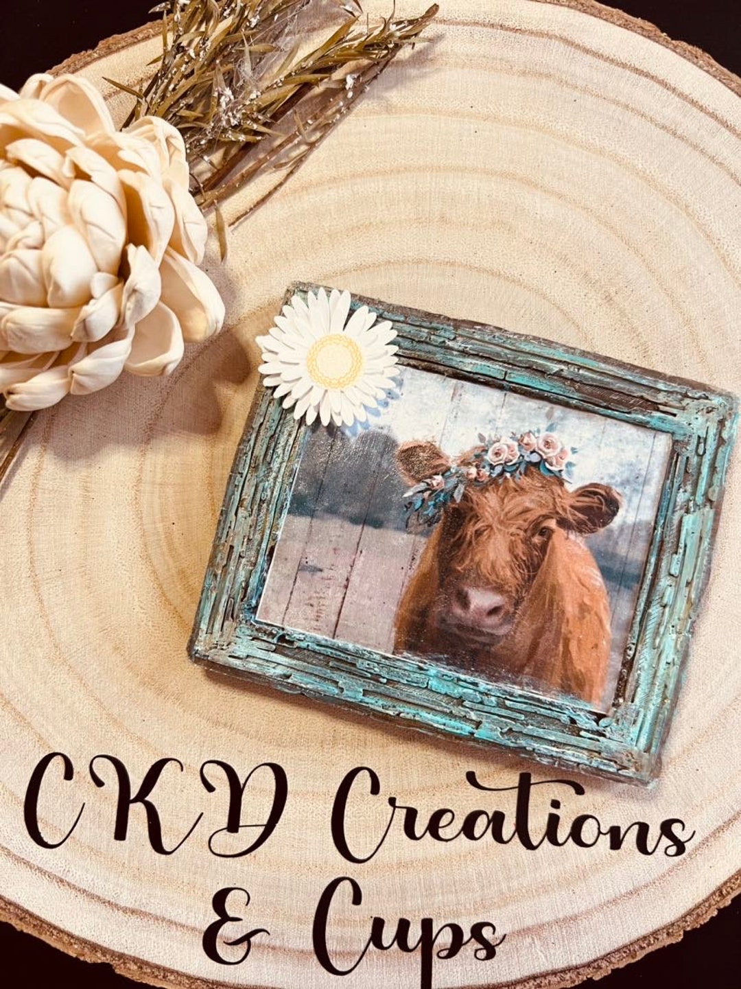 Wood Frame Highland Cow Freshie Highland Cow Picture. Frame Etsy