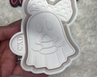 Halloween ghost freshie mold.  Candy corn ghost freshie mold! Ghost with checkered bow Freshie mold
