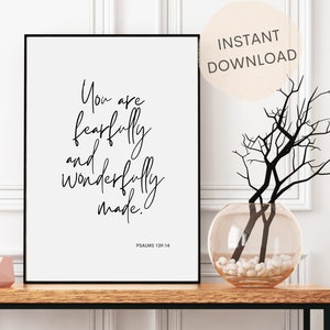 You are Fearfully and Wonderfully Made | Bible Verse Wall Art Printable | Christian Wall Art | Psalm 139:14 | INSTANT DOWNLOAD