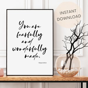 You are Fearfully and Wonderfully Made | Psalm 139:14 | Bible Verse Wall Art | Christian Printable | Faith Wall Art | INSTANT DOWNLOAD