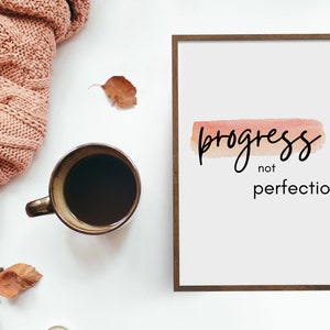 Progress Not Perfection Motivational Wall Art Printable for Home ...