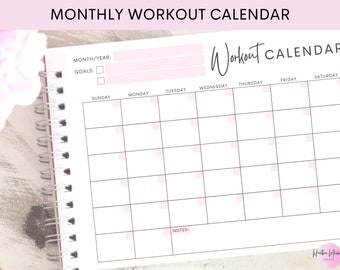 Monthly Workout Planner | Fitness Tracker | Printable PDF | Available in US Letter | Instant Download