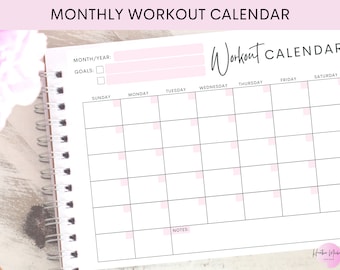 Monthly Fitness Planner PDF Printable Workout Calendar - Etsy