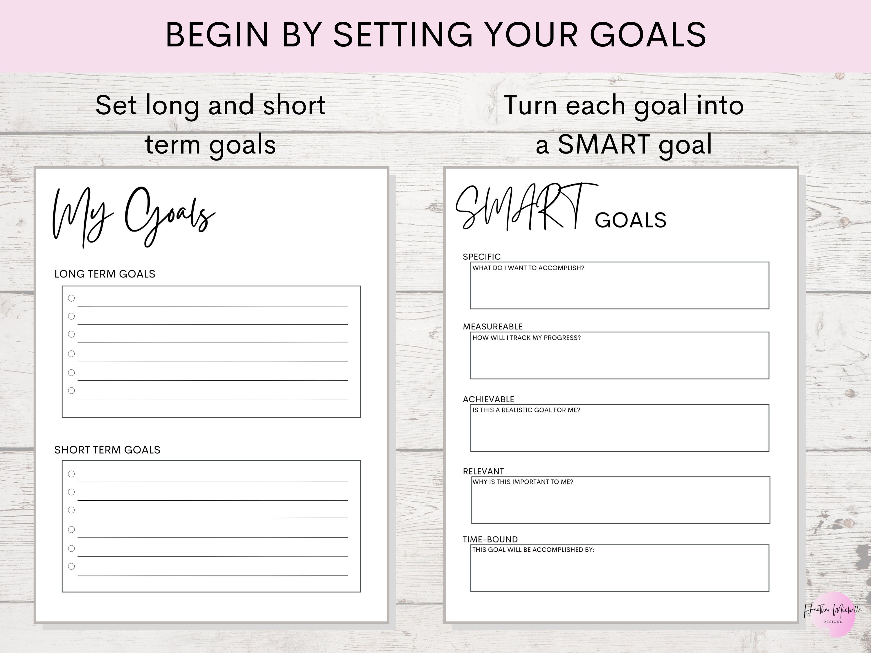 Goal Planner Bundle | Goal Tracker Printable | SMART Goals | Plan & Set ...