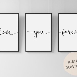 Love You Forever Sign | Set of 3 Wall Art Printable | Wedding Sign | Anniversary Gift | Home Decor Print | INSTANT DOWNLOAD