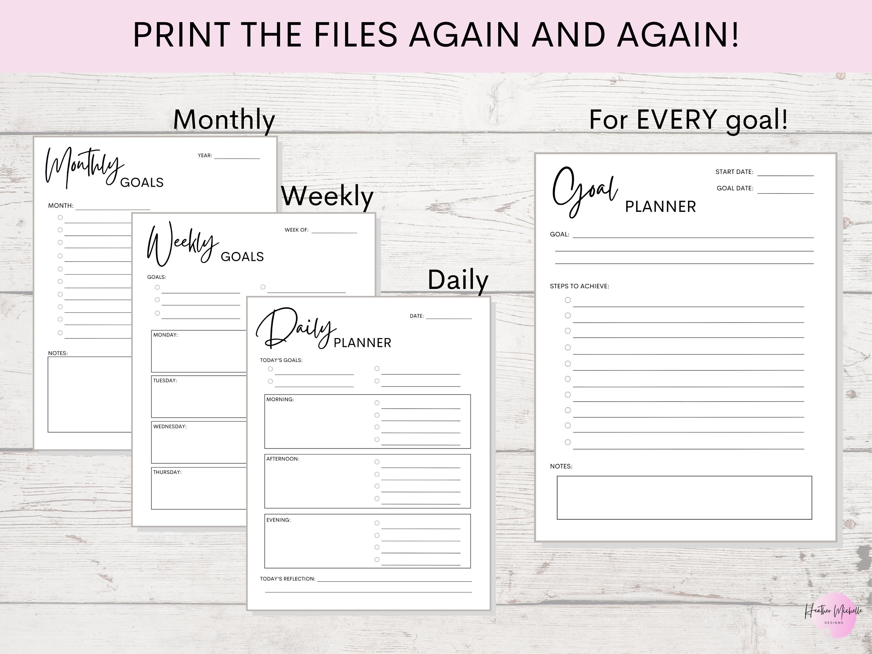 Goal Planner Bundle | Goal Tracker Printable | SMART Goals | Plan & Set ...