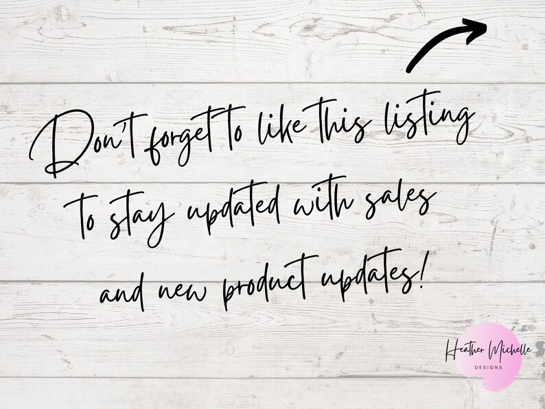 This page reminds shoppers to click the heart in the upper right hand corner if they like this listing.  It will help you stay up to date with sales from this store.