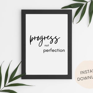 Progress Not Perfection Sign | Motivational Sign | Fitness Poster | Gym Decor | Office Wall Art | INSTANT DOWNLOAD