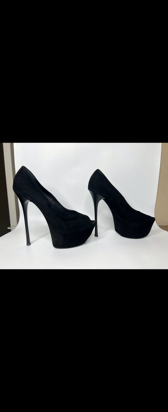 Gianmarco Lorenzi black suede platform heels