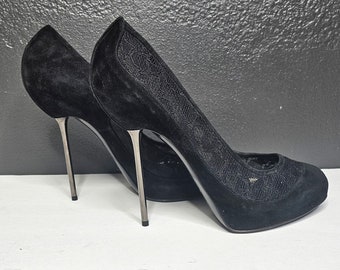 Nando Muzi high heel lace black suede heels