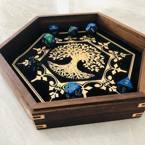 Dice Tray - Walnut & Maple Double Inlay - Personalized - Customizable gift