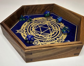 Dice Tray - Walnut & Wenge Double Inlay - Personalized - Customizable gift