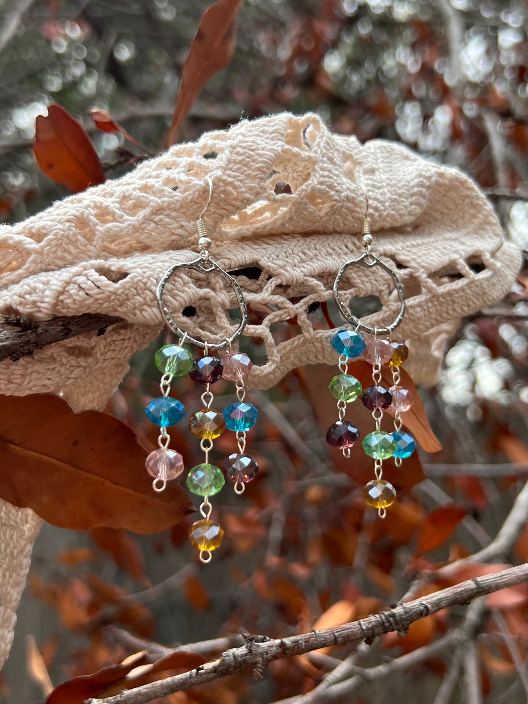 Stream of Colors Crystal Gem Earrings Etsy