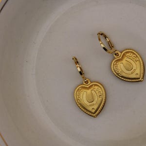 Good Luck Gold Heart Charm Earrings