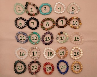 Gemstone Beaded Stretch Ring Band