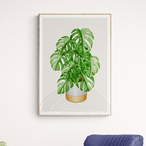 PRINTABLE digital download | plant living room decoration, plant print watercolor Botanical Print Boho Plant Art Boho Home Decor