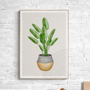 PRINTABLE digital download | plant water painting | living room decoration plant print | Botanical Print | Boho Plant Art | Boho Home Decor