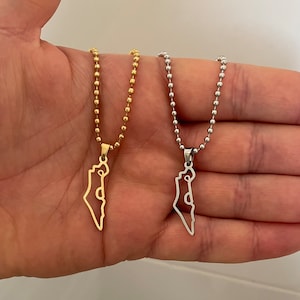 Karte von Israel Anhänger Halskette in Silber oder Gold - Made with Stainless Steel | Unterstützung Israel | Hergestellt in Israel