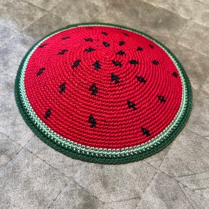Watermelon Kipa for Kids | Crocheted with 100% Cotton | Made in Israel | Handmade yarmulke