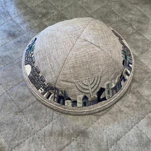 Jerusalem Old City Embroidery Kippah - Authentic Israeli Artistry - Unique Souvenir from Israel