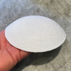 Handcrafted White Kippah - Crochet Kippa - Knitted kipa - 100% Cotton - Made in Israel -  Crochet Yarmulke - Available in 12-21 cm Diameter
