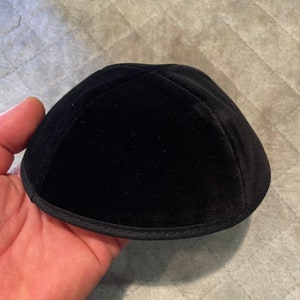 Velvet kipa black or navy color made in Israel best quality sizes 1 - 8 regular shape