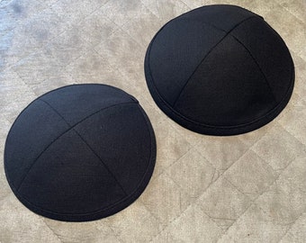 Premium Double-Lined Black Cotton Kippah with Internal Clips | sizes 6 - 7.6 inches - Made in Israel