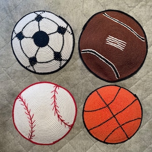 Kids Handmade Sport Kippot: Football kipa , Baseball kippa , Soccer kippah , Basketball kipot  - 100% Cotton Yarmulkes children from Israel