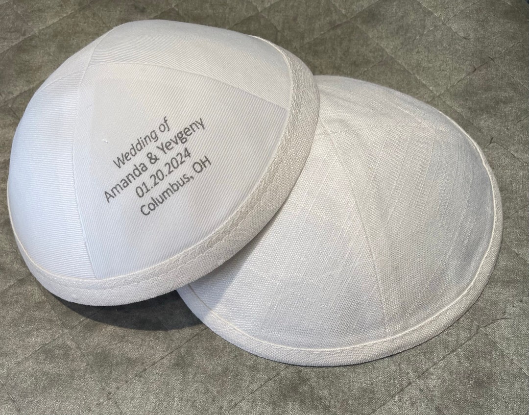 Personal Luxurious Linen Kipot for Wedding Bar Mitzva Bat Mitzva Custom