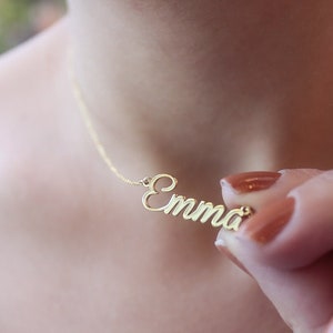 14K Solid Gold Name Necklace-Name Necklace Gold-Name Necklace-Dainty Name Necklace -Custom Gold Name-Christmas Gifts-Real Gold Name Necklace