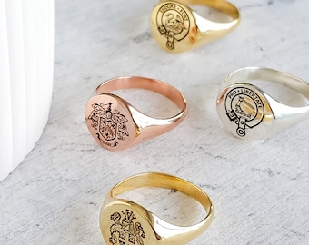 Coat of Arms Rings- Family Crest Ring-Personalized Gold Signet Ring-Custom Engraved-Signet Ring