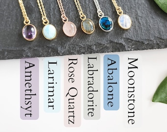 Perfect Size Gemstones Necklaces Larimar Necklace-Amethsyt Necklace-Rose Quartz Necklace-Moonstone Necklace  Birthstone Necklaces-