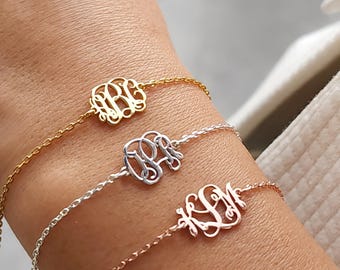 Gold Monogram Bracelet - Delicate Custom Initial Jewelry - Custom Initial Bracelet - Dainty Monogram Jewelry -Personalized Gift-Gift For Her