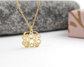 Gold Monogram Necklace -Custom Initial Necklace-Personalized Necklace-Custom Jewelry-Christmas Gift-Gift For Her
