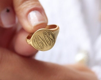 Monogram Ring-Signet Ring-Personalized Signet Ring-Personalized Jewelry-Monogram Jewelry-Christmas Gifts-Gifts For Her-Gold Signet Ring-