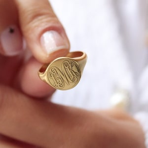 Monogram Ring-Signet Ring-Personalized Signet Ring-Personalized Jewelry-Monogram Jewelry-Christmas Gifts-Gifts For Her-Gold Signet Ring-