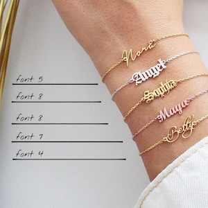 14k Solid gold name bracelet - Name bracelet - Gold name bracelet - Name bracelet - Personalized jewelry - Personalized Gift-Christmas Gift