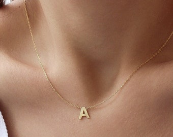 14k Gold Tiny Initial Necklace,Personalized Letter Necklace, Personalized Necklace,Bridesmaid Gift-Christmas Gift